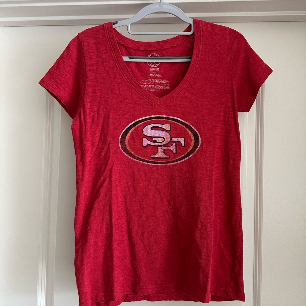 San Francisco 49ers Women's Red V-Neck T-Shirt